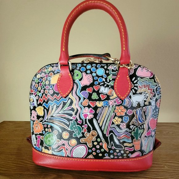 DOONEY & BOURKE Small Red Printed Leather Handbag Crossbody Bag - Picture 5 of 16